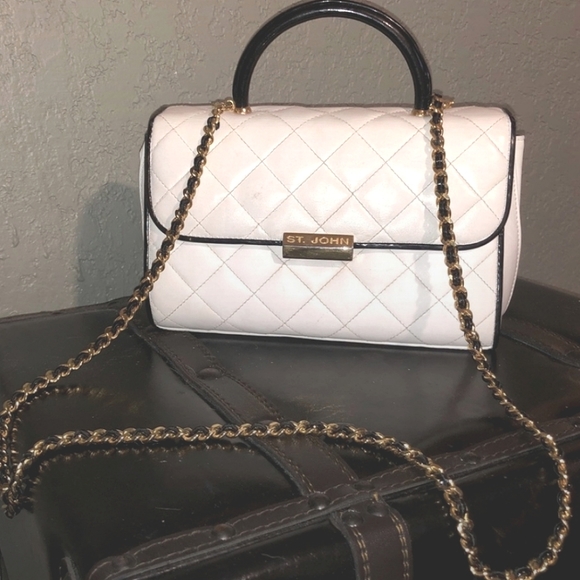 St. John Handbags - St.John Gold Chain Purse vintage quilted luxury handbag tophandle purse